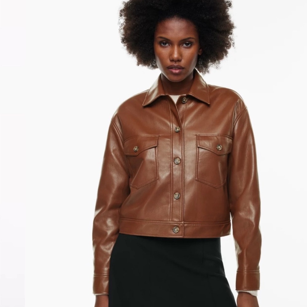 Aritzia Wilfred Little Cropped Jacket in Cognac